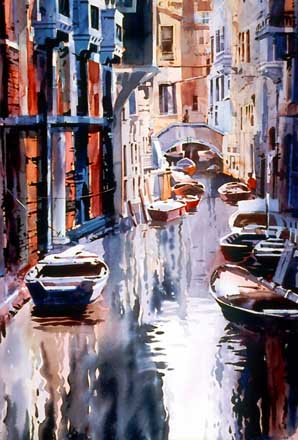 Second Place Award watercolor painting Venice Reflections by Richard Bird.