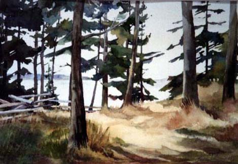 Summer Camp, watercolor painting by Leslie Johnson