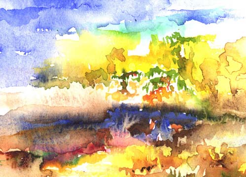 Wetlands, watercolor painting