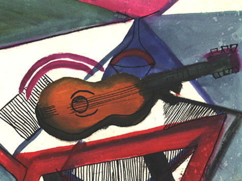 Violin, watercolor and ink